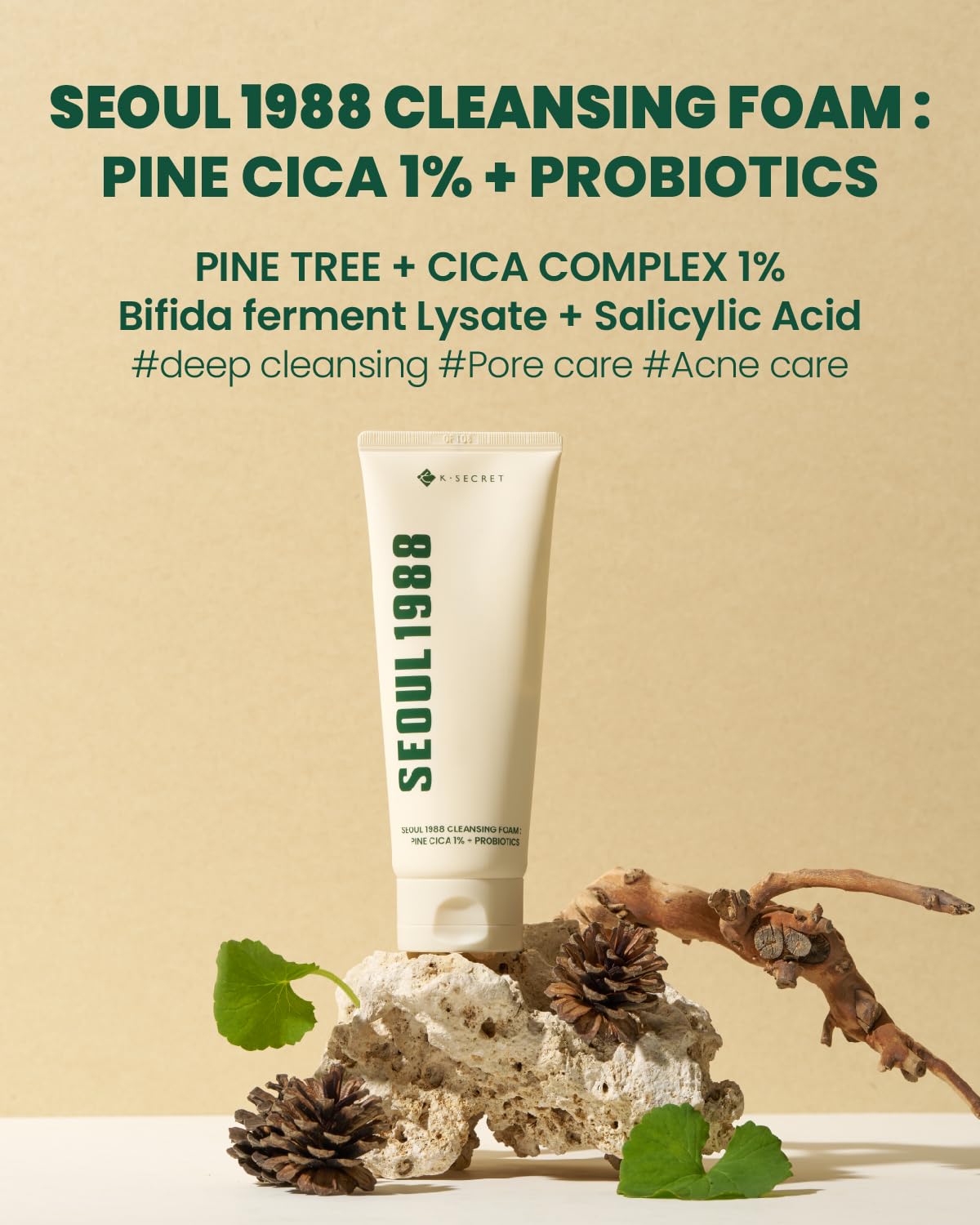 KSECRET SEOUL 1988 Cleansing Foam  Pine Cica 1% + Probiotics [150ml]
